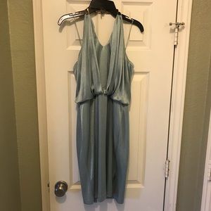 Teal halter cocktail dress